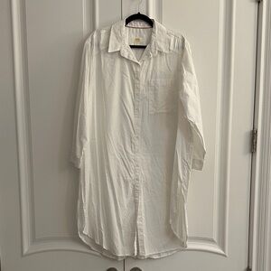 Maeve Anthropologie White Cotton Shirt Dress